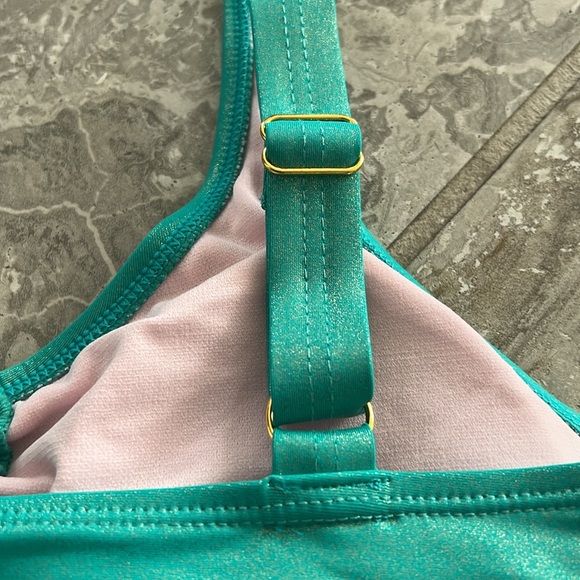 Beach Lingo Mermaid 2-Piece Metallic Turquoise Bikini Swimsuit Size 16 New w/Tag - Picture 10 of 11